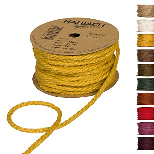 Halbach Seidenbänder Premium Juteschnur | Breite: 5mm Länge: 20m | Juteseil für Dekorationen, Jutekordel aus 100% natürlicher Jute für Garten und Geschenkverpackungen, Farbe: Honiggelb Halbach Seidenbänder Premium Juteschnur | Breite: 5mm Länge: 20m | Juteseil für Dekorationen, Jutekordel aus 100% natürlicher Jute für Garten und Geschenkverpackungen, Farbe: Honiggelb von Halbach Seidenbänder