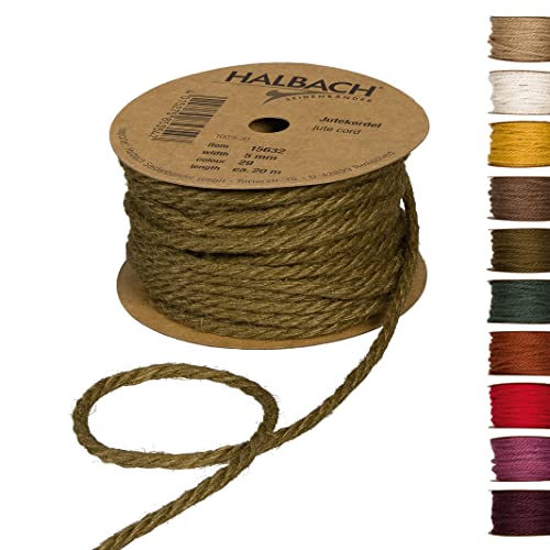 Halbach Seidenbänder Premium Juteschnur | Breite: 5mm Länge: 20m | Juteseil für Dekorationen, Jutekordel aus 100% natürlicher Jute für Garten und Geschenkverpackungen, Farbe: Olive Grün Halbach Seidenbänder Premium Juteschnur | Breite: 5mm Länge: 20m | Juteseil für Dekorationen, Jutekordel aus 100% natürlicher Jute für Garten und Geschenkverpackungen, Farbe: Olive Grün von Halbach Seidenbänder