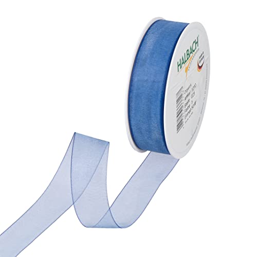 Halbach Seidenbänder Premium Organzaband Breite 25mm Länge 50 m Bastelband zum Verzieren von Geschenken, transparentes Band, Dekoband zum basteln, Farbe: blue Halbach Seidenbänder Premium Organzaband Breite 25mm Länge 50 m Bastelband zum Verzieren von Geschenken, transparentes Band, Dekoband zum basteln, Farbe: blue von Halbach Seidenbänder