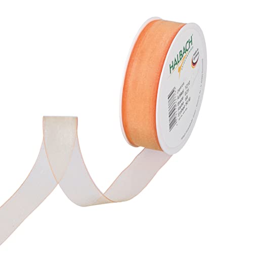 Halbach Seidenbänder Premium Organzaband Breite 25mm Länge 50 m Bastelband zum Verzieren von Geschenken, transparentes Band, Dekoband zum basteln, Farbe: orange Halbach Seidenbänder Premium Organzaband Breite 25mm Länge 50 m Bastelband zum Verzieren von Geschenken, transparentes Band, Dekoband zum basteln, Farbe: orange von Halbach Seidenbänder