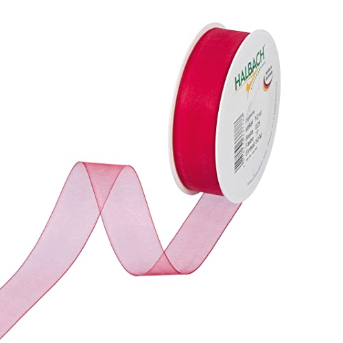 Halbach Seidenbänder Premium Organzaband Breite 25mm Länge 50 m Bastelband zum Verzieren von Geschenken, transparentes Band, Dekoband zum basteln, Farbe: red Halbach Seidenbänder Premium Organzaband Breite 25mm Länge 50 m Bastelband zum Verzieren von Geschenken, transparentes Band, Dekoband zum basteln, Farbe: red von Halbach Seidenbänder