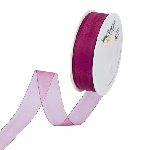 Halbach Seidenbänder Premium Organzaband Breite 25mm Länge 50 m Bastelband zum Verzieren von Geschenken, transparentes Band, Dekoband zum basteln, Farbe: violet Halbach Seidenbänder Premium Organzaband Breite 25mm Länge 50 m Bastelband zum Verzieren von Geschenken, transparentes Band, Dekoband zum basteln, Farbe: violet von Halbach Seidenbänder