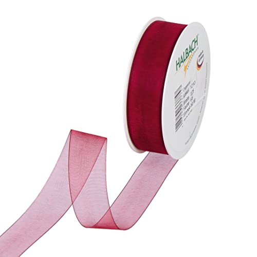 Halbach Seidenbänder Premium Organzaband Breite 25mm Länge 50 m Bastelband zum Verzieren von Geschenken, transparentes Band, Dekoband zum basteln, Farbe: wine red Halbach Seidenbänder Premium Organzaband Breite 25mm Länge 50 m Bastelband zum Verzieren von Geschenken, transparentes Band, Dekoband zum basteln, Farbe: wine red von Halbach Seidenbänder