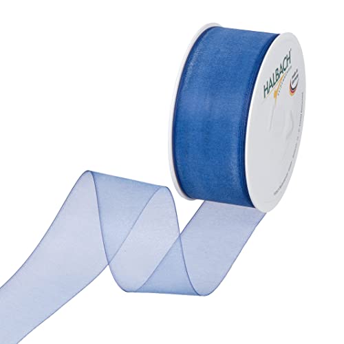 Halbach Seidenbänder Premium Organzaband Breite 40mm Länge 50 m Bastelband zum Verzieren von Geschenken, transparentes Band, Dekoband zum basteln, Farbe: blue Halbach Seidenbänder Premium Organzaband Breite 40mm Länge 50 m Bastelband zum Verzieren von Geschenken, transparentes Band, Dekoband zum basteln, Farbe: blue von Halbach Seidenbänder