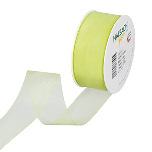 Halbach Seidenbänder Premium Organzaband Breite 40mm Länge 50 m Bastelband zum Verzieren von Geschenken, transparentes Band, Dekoband zum basteln, Farbe: green Halbach Seidenbänder Premium Organzaband Breite 40mm Länge 50 m Bastelband zum Verzieren von Geschenken, transparentes Band, Dekoband zum basteln, Farbe: green von Halbach Seidenbänder