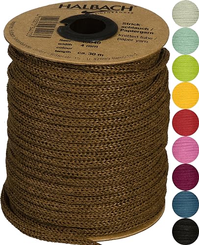 Halbach Seidenbänder Premium Papier Strickschlauch | Breite: 4mm Länge: 30m | Schlauchgarn befüllbar und reißfest, Papiergarn für Namensschilder Kinderzimmer oder zum basteln, Farbe: braun Halbach Seidenbänder Premium Papier Strickschlauch | Breite: 4mm Länge: 30m | Schlauchgarn befüllbar und reißfest, Papiergarn für Namensschilder Kinderzimmer oder zum basteln, Farbe: braun von Halbach Seidenbänder
