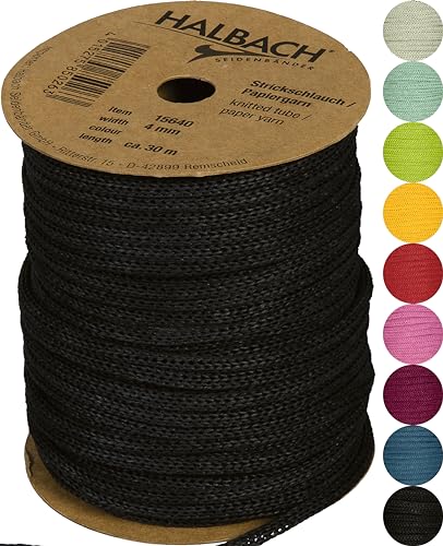 Halbach Seidenbänder Premium Papier Strickschlauch | Breite: 4mm Länge: 30m | Schlauchgarn befüllbar und reißfest, Papiergarn für Namensschilder Kinderzimmer oder zum basteln, Farbe: schwarz Halbach Seidenbänder Premium Papier Strickschlauch | Breite: 4mm Länge: 30m | Schlauchgarn befüllbar und reißfest, Papiergarn für Namensschilder Kinderzimmer oder zum basteln, Farbe: schwarz von Halbach Seidenbänder