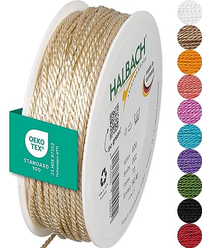Halbach Seidenbänder Premium Satinkordel Breite 2mm / Länge 50 m Bastelschnur zum Verzieren von Geschenken, glänzende Kordel aus Acetat, Dekokordel zum Basteln, Farbe: Creme Halbach Seidenbänder Premium Satinkordel Breite 2mm / Länge 50 m Bastelschnur zum Verzieren von Geschenken, glänzende Kordel aus Acetat, Dekokordel zum Basteln, Farbe: Creme von Halbach Seidenbänder