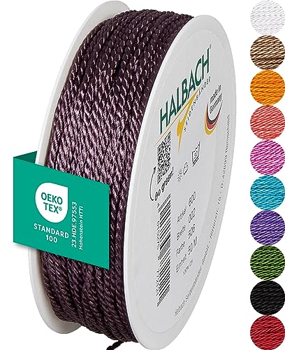 Halbach Seidenbänder Premium Kordel (Dunkles Flieder) | Breite 2mm Länge 50m | Made in Germany & Öko-Tex Zertifiziert | glänzende Satinkordel aus Acetat Halbach Seidenbänder Premium Kordel (Dunkles Flieder) | Breite 2mm Länge 50m | Made in Germany & Öko-Tex Zertifiziert | glänzende Satinkordel aus Acetat von Halbach Seidenbänder