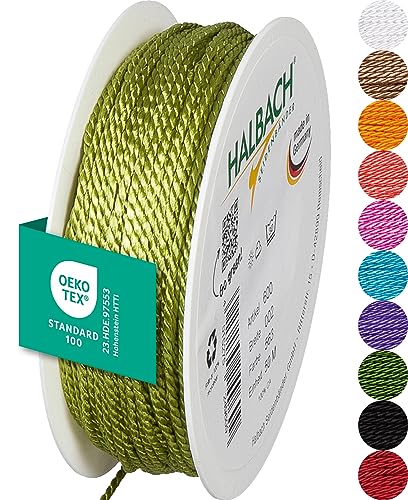 Halbach Seidenbänder Premium Kordel (grün) | Breite 2mm Länge 50m | Made in Germany & Öko-Tex Zertifiziert | glänzende Satinkordel aus Acetat Halbach Seidenbänder Premium Kordel (grün) | Breite 2mm Länge 50m | Made in Germany & Öko-Tex Zertifiziert | glänzende Satinkordel aus Acetat von Halbach Seidenbänder