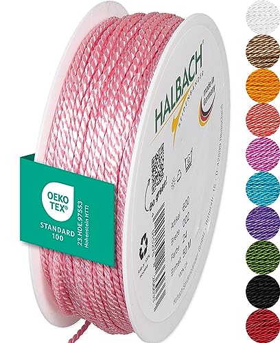 Halbach Seidenbänder Premium Kordel (Hellrosa) | Breite 2mm Länge 50m | Made in Germany & Öko-Tex Zertifiziert | glänzende Satinkordel aus Acetat Halbach Seidenbänder Premium Kordel (Hellrosa) | Breite 2mm Länge 50m | Made in Germany & Öko-Tex Zertifiziert | glänzende Satinkordel aus Acetat von Halbach Seidenbänder