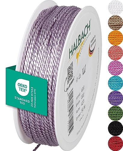 Halbach Seidenbänder Premium Kordel (Lavendel) | Breite 2mm Länge 50m | Made in Germany & Öko-Tex Zertifiziert | glänzende Satinkordel aus Acetat von Halbach Seidenbänder