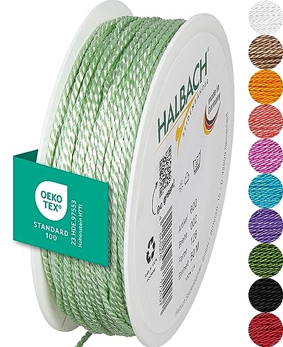 Halbach Seidenbänder Premium Kordel (Mint) | Breite 2mm Länge 50m | Made in Germany & Öko-Tex Zertifiziert | glänzende Satinkordel aus Acetat Halbach Seidenbänder Premium Kordel (Mint) | Breite 2mm Länge 50m | Made in Germany & Öko-Tex Zertifiziert | glänzende Satinkordel aus Acetat von Halbach Seidenbänder