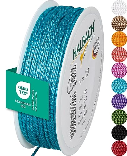 Halbach Seidenbänder Premium Kordel (türkis) | Breite 2mm Länge 50m | Made in Germany & Öko-Tex Zertifiziert | glänzende Satinkordel aus Acetat Halbach Seidenbänder Premium Kordel (türkis) | Breite 2mm Länge 50m | Made in Germany & Öko-Tex Zertifiziert | glänzende Satinkordel aus Acetat von Halbach Seidenbänder