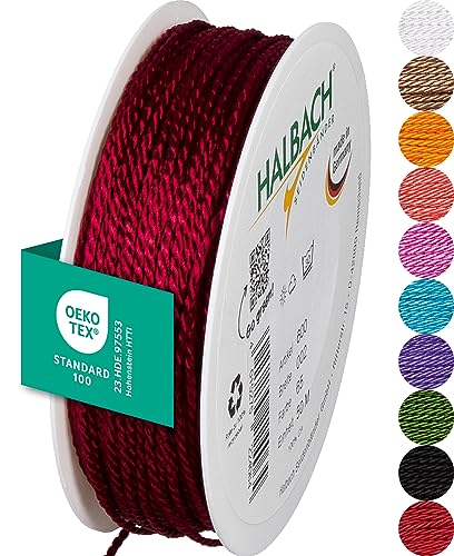 Halbach Seidenbänder Premium Kordel (weinrot) | Breite 2mm Länge 50m | Made in Germany & Öko-Tex Zertifiziert | glänzende Satinkordel aus Acetat Halbach Seidenbänder Premium Kordel (weinrot) | Breite 2mm Länge 50m | Made in Germany & Öko-Tex Zertifiziert | glänzende Satinkordel aus Acetat von Halbach Seidenbänder