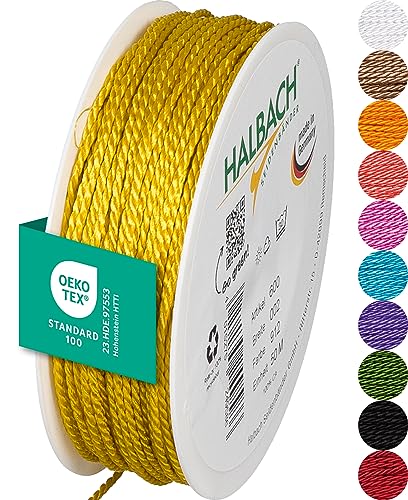 Halbach Seidenbänder Premium Kordel (gelb) | Breite 2mm Länge 50m | Made in Germany & Öko-Tex Zertifiziert | glänzende Satinkordel aus Acetat Halbach Seidenbänder Premium Kordel (gelb) | Breite 2mm Länge 50m | Made in Germany & Öko-Tex Zertifiziert | glänzende Satinkordel aus Acetat von Halbach Seidenbänder