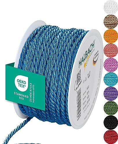 Halbach Seidenbänder Premium Kordel (azurblau) | Breite 4mm Länge 25m | Made in Germany & Öko-Tex Zertifiziert | glänzende Satinkordel aus Acetat Halbach Seidenbänder Premium Kordel (azurblau) | Breite 4mm Länge 25m | Made in Germany & Öko-Tex Zertifiziert | glänzende Satinkordel aus Acetat von Halbach Seidenbänder