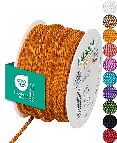 Halbach Seidenbänder Premium Kordel (dunkelorange) | Breite 4mm Länge 25m | Made in Germany & Öko-Tex Zertifiziert | glänzende Satinkordel aus Acetat Halbach Seidenbänder Premium Kordel (dunkelorange) | Breite 4mm Länge 25m | Made in Germany & Öko-Tex Zertifiziert | glänzende Satinkordel aus Acetat von Halbach Seidenbänder