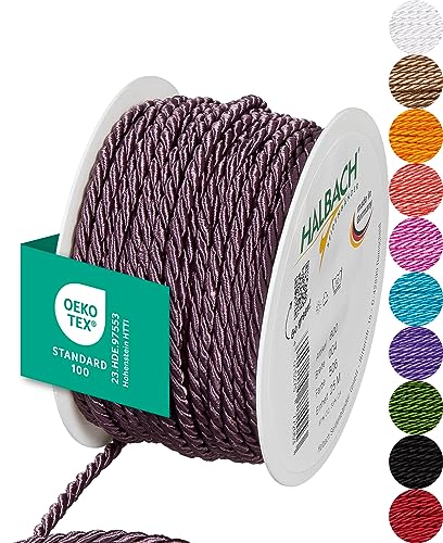 Halbach Seidenbänder Premium Kordel (Dunkles Flieder) | Breite 4mm Länge 25m | Made in Germany & Öko-Tex Zertifiziert | glänzende Satinkordel aus Acetat Halbach Seidenbänder Premium Kordel (Dunkles Flieder) | Breite 4mm Länge 25m | Made in Germany & Öko-Tex Zertifiziert | glänzende Satinkordel aus Acetat von Halbach Seidenbänder