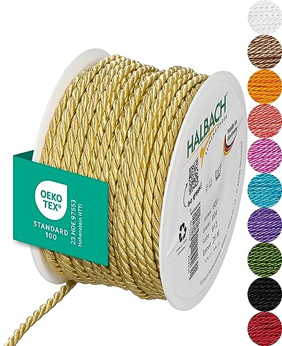 Halbach Seidenbänder Premium Kordel (honiggelb) | Breite 4mm Länge 25m | Made in Germany & Öko-Tex Zertifiziert | glänzende Satinkordel aus Acetat Halbach Seidenbänder Premium Kordel (honiggelb) | Breite 4mm Länge 25m | Made in Germany & Öko-Tex Zertifiziert | glänzende Satinkordel aus Acetat von Halbach Seidenbänder