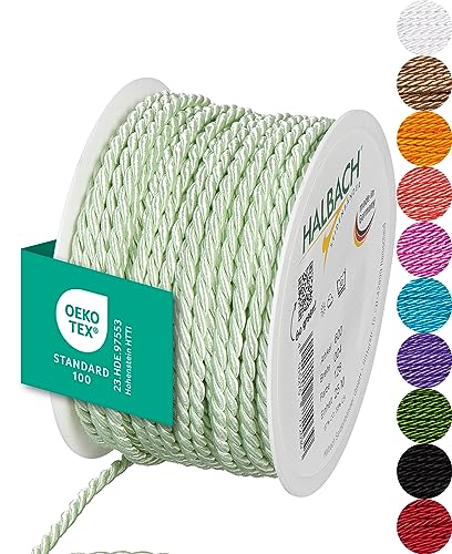 Halbach Seidenbänder Premium Kordel (Mint) | Breite 4mm Länge 25m | Made in Germany & Öko-Tex Zertifiziert | glänzende Satinkordel aus Acetat Halbach Seidenbänder Premium Kordel (Mint) | Breite 4mm Länge 25m | Made in Germany & Öko-Tex Zertifiziert | glänzende Satinkordel aus Acetat von Halbach Seidenbänder