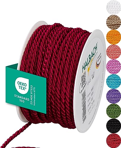 Halbach Seidenbänder Premium Kordel (weinrot) | Breite 4mm Länge 25m | Made in Germany & Öko-Tex Zertifiziert | glänzende Satinkordel aus Acetat Halbach Seidenbänder Premium Kordel (weinrot) | Breite 4mm Länge 25m | Made in Germany & Öko-Tex Zertifiziert | glänzende Satinkordel aus Acetat von Halbach Seidenbänder
