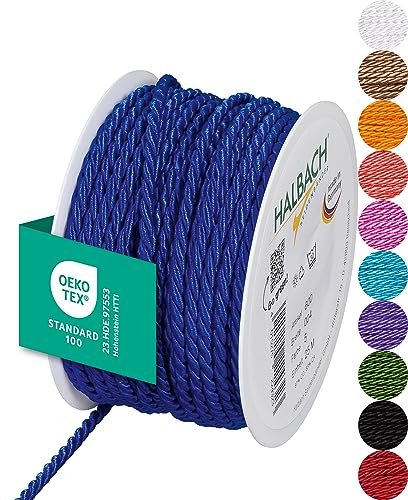Halbach Seidenbänder Premium Kordel (blau) | Breite 4mm Länge 25m | Made in Germany & Öko-Tex Zertifiziert | glänzende Satinkordel aus Acetat Halbach Seidenbänder Premium Kordel (blau) | Breite 4mm Länge 25m | Made in Germany & Öko-Tex Zertifiziert | glänzende Satinkordel aus Acetat von Halbach Seidenbänder