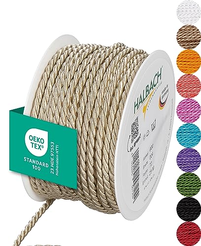 Halbach Seidenbänder Premium Satinkordel Breite 4mm / Länge 25 m Bastelschnur zum Verzieren von Geschenken, glänzende Kordel aus Acetat, Dekokordel zum Basteln, Farbe: perlmut Halbach Seidenbänder Premium Satinkordel Breite 4mm / Länge 25 m Bastelschnur zum Verzieren von Geschenken, glänzende Kordel aus Acetat, Dekokordel zum Basteln, Farbe: perlmut von Halbach Seidenbänder