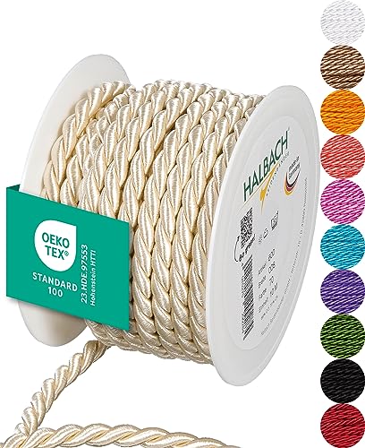 Halbach Seidenbänder Premium Kordel (Creme) | Breite 8mm Länge 10m | Made in Germany & Öko-Tex Zertifiziert | glänzende Satinkordel aus Acetat Halbach Seidenbänder Premium Kordel (Creme) | Breite 8mm Länge 10m | Made in Germany & Öko-Tex Zertifiziert | glänzende Satinkordel aus Acetat von Halbach Seidenbänder