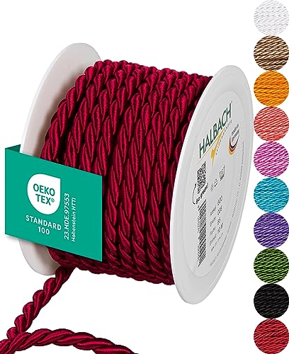 Halbach Seidenbänder Premium Kordel (weinrot) | Breite 8mm Länge 10m | Made in Germany & Öko-Tex Zertifiziert | glänzende Satinkordel aus Acetat Halbach Seidenbänder Premium Kordel (weinrot) | Breite 8mm Länge 10m | Made in Germany & Öko-Tex Zertifiziert | glänzende Satinkordel aus Acetat von Halbach Seidenbänder