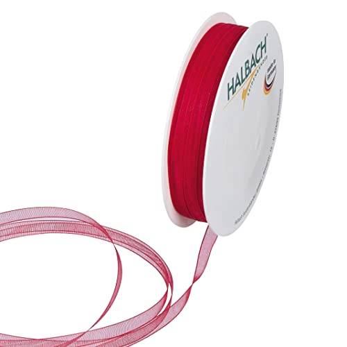 Halbach Seidenbänder Premium Organzaband Breite 5mm Länge 50 m Bastelband zum Verzieren von Geschenken, transparentes Band, Dekoband zum basteln, Farbe: red Halbach Seidenbänder Premium Organzaband Breite 5mm Länge 50 m Bastelband zum Verzieren von Geschenken, transparentes Band, Dekoband zum basteln, Farbe: red von Halbach Seidenbänder