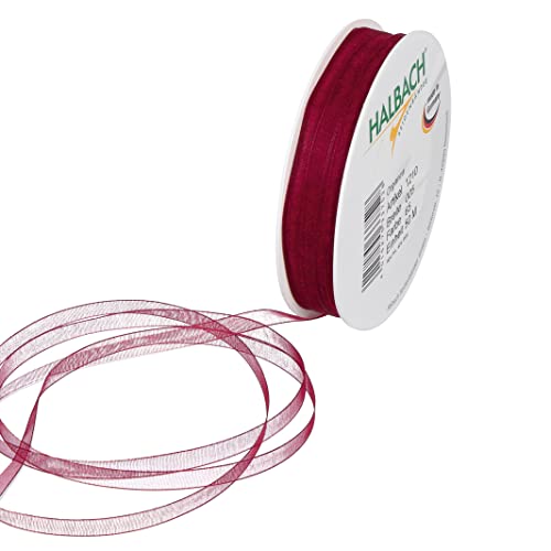 Halbach Seidenbänder Premium Organzaband Breite 5mm Länge 50 m Bastelband zum Verzieren von Geschenken, transparentes Band, Dekoband zum basteln, Farbe: wine red Halbach Seidenbänder Premium Organzaband Breite 5mm Länge 50 m Bastelband zum Verzieren von Geschenken, transparentes Band, Dekoband zum basteln, Farbe: wine red von Halbach Seidenbänder