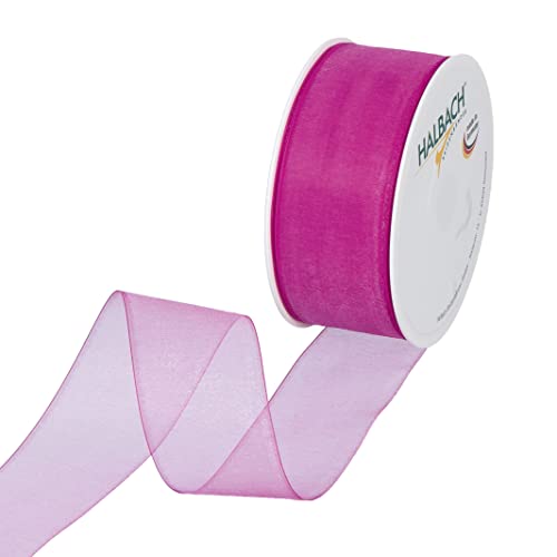 Halbach Seidenbänder Premium Organzaband Breite 40mm Länge 50 m Bastelband zum Verzieren von Geschenken, transparentes Band, Dekoband zum basteln, Farbe: pink Halbach Seidenbänder Premium Organzaband Breite 40mm Länge 50 m Bastelband zum Verzieren von Geschenken, transparentes Band, Dekoband zum basteln, Farbe: pink von Halbach Seidenbänder