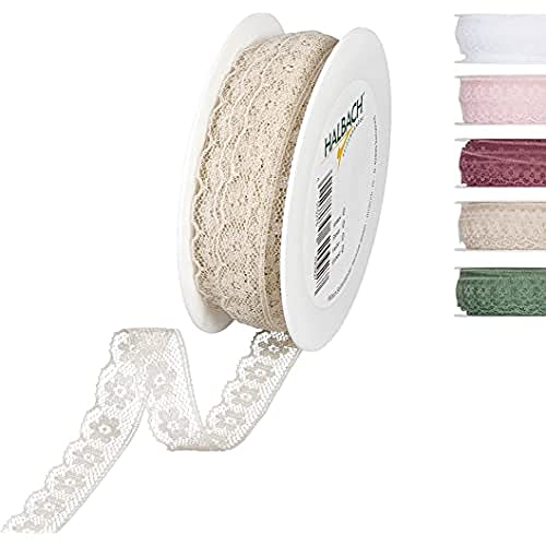 Halbach Seidenbänder Spitzenband Breite: 15 mm. Länge: 18 m, Spitze als Rollenware, Schleifenband für Hochzeiten zum Nähen oder Tischdekoration, Spitzenstoff für DIY Handwerk, Farbe: perlmut Halbach Seidenbänder Spitzenband Breite: 15 mm. Länge: 18 m, Spitze als Rollenware, Schleifenband für Hochzeiten zum Nähen oder Tischdekoration, Spitzenstoff für DIY Handwerk, Farbe: perlmut von Halbach Seidenbänder