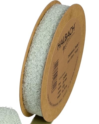 Halbach Seidenbänder Teddy Stoff Dekoband | Breite: 20mm Länge: 10m | Kunstfell-Band zum basteln und nähen | Farbe: salbeigrün von Halbach Seidenbänder