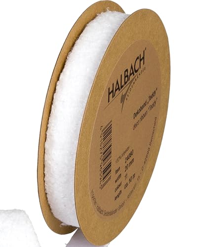 Halbach Seidenbänder Teddy Stoff Dekoband | Breite: 20mm Länge: 10m | Kunstfell-Band zum basteln und nähen | Farbe: weiß von Halbach Seidenbänder