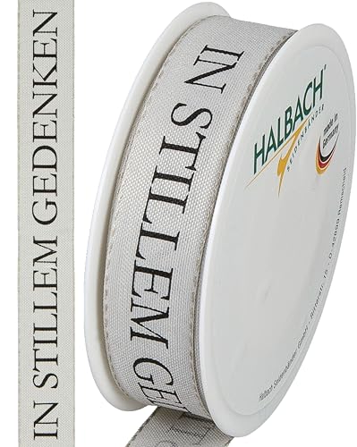 Halbach Seidenbänder Trauerflor | 25mm x 18m | Edles Trauerband für Gedenkveranstaltungen und zum Verpacken von Trauergeschenken | Farbe: hellgrau/schwarz Halbach Seidenbänder Trauerflor | 25mm x 18m | Edles Trauerband für Gedenkveranstaltungen und zum Verpacken von Trauergeschenken | Farbe: hellgrau/schwarz von Halbach Seidenbänder