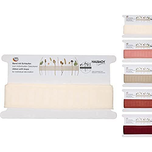 Halbach Seidenbänder Webband mit Schlaufen 43 mm x 6 m zum Dekorieren mit Trockenblumen oder Zweigen, Geschenkband für Trockenblumen, Schleifenband für Kränze mit Trockenblumen, Farbe: cream Halbach Seidenbänder Webband mit Schlaufen 43 mm x 6 m zum Dekorieren mit Trockenblumen oder Zweigen, Geschenkband für Trockenblumen, Schleifenband für Kränze mit Trockenblumen, Farbe: cream von Halbach Seidenbänder