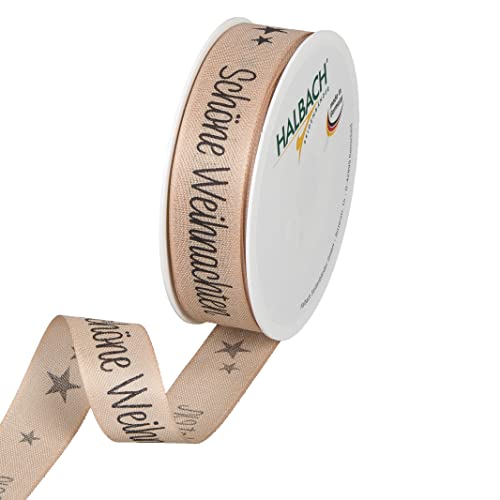 Halbach Seidenbänder Weihnachtsband Schöne Weihnachten, Geschenkband Weihnachten, Schleifenband in Baumwolloptik zum Einpacken von Geschenken, Farbe: natural/black, 1126 Halbach Seidenbänder Weihnachtsband Schöne Weihnachten, Geschenkband Weihnachten, Schleifenband in Baumwolloptik zum Einpacken von Geschenken, Farbe: natural/black, 1126 von Halbach Seidenbänder