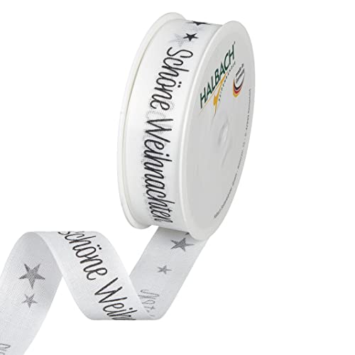 Halbach Seidenbänder Weihnachtsband Schöne Weihnachten,Geschenkband,Schleifenband in Baumwolloptik zum Einpacken von Geschenken,Farbe: white/black, 1126 Halbach Seidenbänder Weihnachtsband Schöne Weihnachten,Geschenkband,Schleifenband in Baumwolloptik zum Einpacken von Geschenken,Farbe: white/black, 1126 von Halbach Seidenbänder