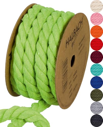 Halbach Seidenbänder recycelte Baumwollkordel, Breite: 10 mm/Länge 4 Meter, Nachhaltiges Baumwollgarn für Makramee, Naturkordel zum Basteln, Farbe: Apfel grün Halbach Seidenbänder recycelte Baumwollkordel, Breite: 10 mm/Länge 4 Meter, Nachhaltiges Baumwollgarn für Makramee, Naturkordel zum Basteln, Farbe: Apfel grün von Halbach Seidenbänder