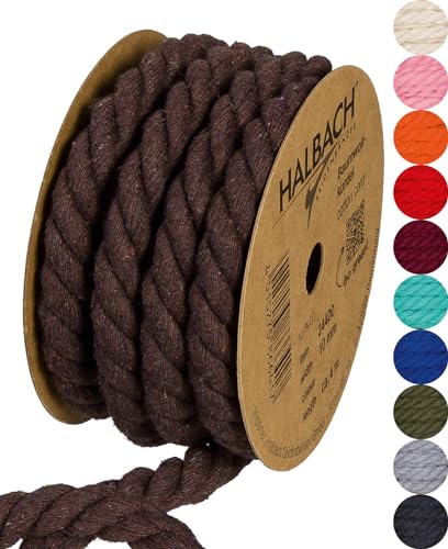 Halbach Seidenbänder recycelte Baumwollkordel, Breite: 10 mm/Länge 4 Meter, Nachhaltiges Baumwollgarn für Makramee, Naturkordel zum Basteln, Farbe: Dunkelbraun Halbach Seidenbänder recycelte Baumwollkordel, Breite: 10 mm/Länge 4 Meter, Nachhaltiges Baumwollgarn für Makramee, Naturkordel zum Basteln, Farbe: Dunkelbraun von Halbach Seidenbänder