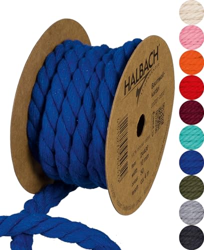 Halbach Seidenbänder recycelte Baumwollkordel, Breite: 10 mm/Länge 4 Meter, Nachhaltiges Baumwollgarn für Makramee, Naturkordel zum Basteln, Farbe: blau Halbach Seidenbänder recycelte Baumwollkordel, Breite: 10 mm/Länge 4 Meter, Nachhaltiges Baumwollgarn für Makramee, Naturkordel zum Basteln, Farbe: blau von Halbach Seidenbänder