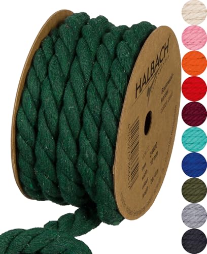 Halbach Seidenbänder recycelte Baumwollkordel, Breite: 10 mm/Länge 4 Meter, Nachhaltiges Baumwollgarn für Makramee, Naturkordel zum Basteln, Farbe: dunkelgrün Halbach Seidenbänder recycelte Baumwollkordel, Breite: 10 mm/Länge 4 Meter, Nachhaltiges Baumwollgarn für Makramee, Naturkordel zum Basteln, Farbe: dunkelgrün von Halbach Seidenbänder