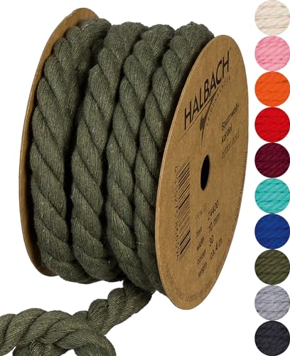 Halbach Seidenbänder recycelte Baumwollkordel, Breite: 10 mm/Länge 4 Meter, Nachhaltiges Baumwollgarn für Makramee, Naturkordel zum Basteln, Farbe: grün Halbach Seidenbänder recycelte Baumwollkordel, Breite: 10 mm/Länge 4 Meter, Nachhaltiges Baumwollgarn für Makramee, Naturkordel zum Basteln, Farbe: grün von Halbach Seidenbänder