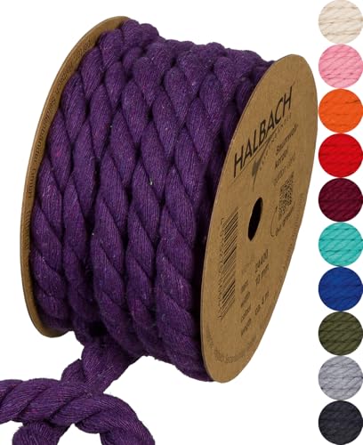 Halbach Seidenbänder recycelte Baumwollkordel, Breite: 10 mm/Länge 4 Meter, Nachhaltiges Baumwollgarn für Makramee, Naturkordel zum Basteln, Farbe: lila Halbach Seidenbänder recycelte Baumwollkordel, Breite: 10 mm/Länge 4 Meter, Nachhaltiges Baumwollgarn für Makramee, Naturkordel zum Basteln, Farbe: lila von Halbach Seidenbänder