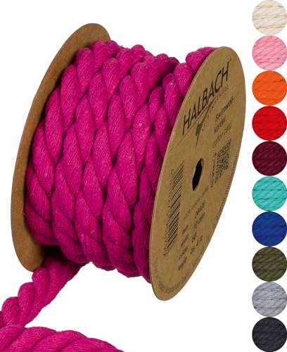 Halbach Seidenbänder recycelte Baumwollkordel, Breite: 10 mm/Länge 4 Meter, Nachhaltiges Baumwollgarn für Makramee, Naturkordel zum Basteln, Farbe: pink Halbach Seidenbänder recycelte Baumwollkordel, Breite: 10 mm/Länge 4 Meter, Nachhaltiges Baumwollgarn für Makramee, Naturkordel zum Basteln, Farbe: pink von Halbach Seidenbänder
