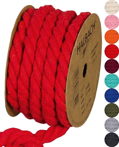 Halbach Seidenbänder recycelte Baumwollkordel, Breite: 10 mm/Länge 4 Meter, Nachhaltiges Baumwollgarn für Makramee, Naturkordel zum Basteln, Farbe: rot Halbach Seidenbänder recycelte Baumwollkordel, Breite: 10 mm/Länge 4 Meter, Nachhaltiges Baumwollgarn für Makramee, Naturkordel zum Basteln, Farbe: rot von Halbach Seidenbänder
