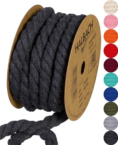 Halbach Seidenbänder recycelte Baumwollkordel, Breite: 10 mm/Länge 4 m, nachhaltiges Baumwollgarn für Makramee, Naturkordel zum Basteln, Farbe: dunkelgrau Halbach Seidenbänder recycelte Baumwollkordel, Breite: 10 mm/Länge 4 m, nachhaltiges Baumwollgarn für Makramee, Naturkordel zum Basteln, Farbe: dunkelgrau von Halbach Seidenbänder