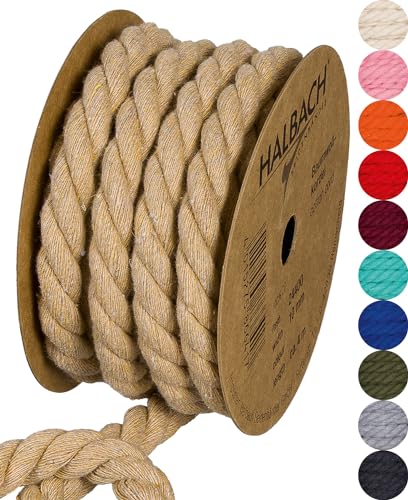 Halbach Seidenbänder recycelte Baumwollkordel, Breite: 10 mm/Länge 4 m, nachhaltiges Baumwollgarn für Makramee, Naturkordel zum Basteln, Farbe: Natur Halbach Seidenbänder recycelte Baumwollkordel, Breite: 10 mm/Länge 4 m, nachhaltiges Baumwollgarn für Makramee, Naturkordel zum Basteln, Farbe: Natur von Halbach Seidenbänder